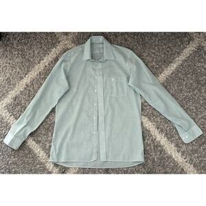Vintage Christian Dior Button Down Shirt Mint Green Long Sleeve Logo